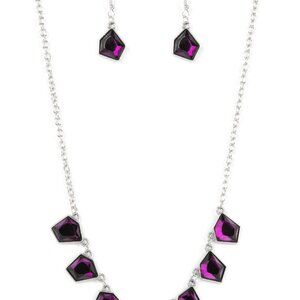 Experimental Edge - Purple Necklace and Earrings Set